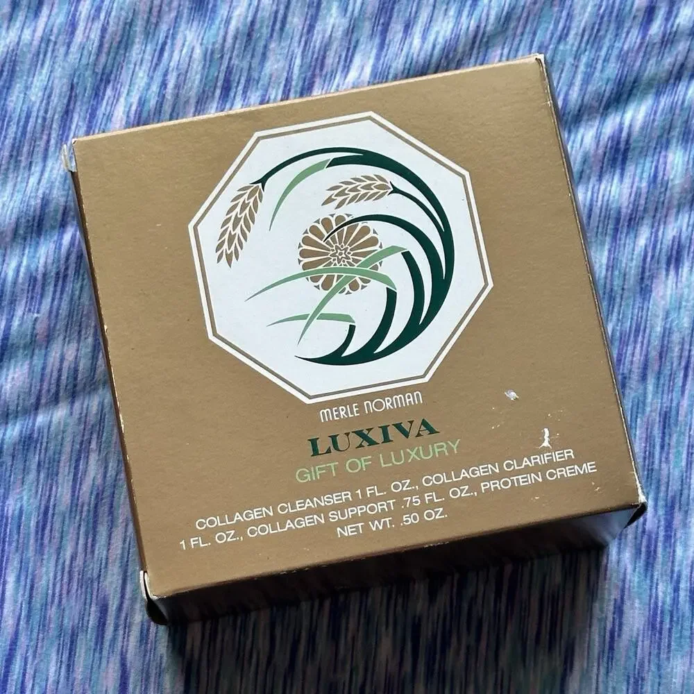 Vintage Merle Norman Luxiva Gift Set New In Box Collagen Cleanser Serum